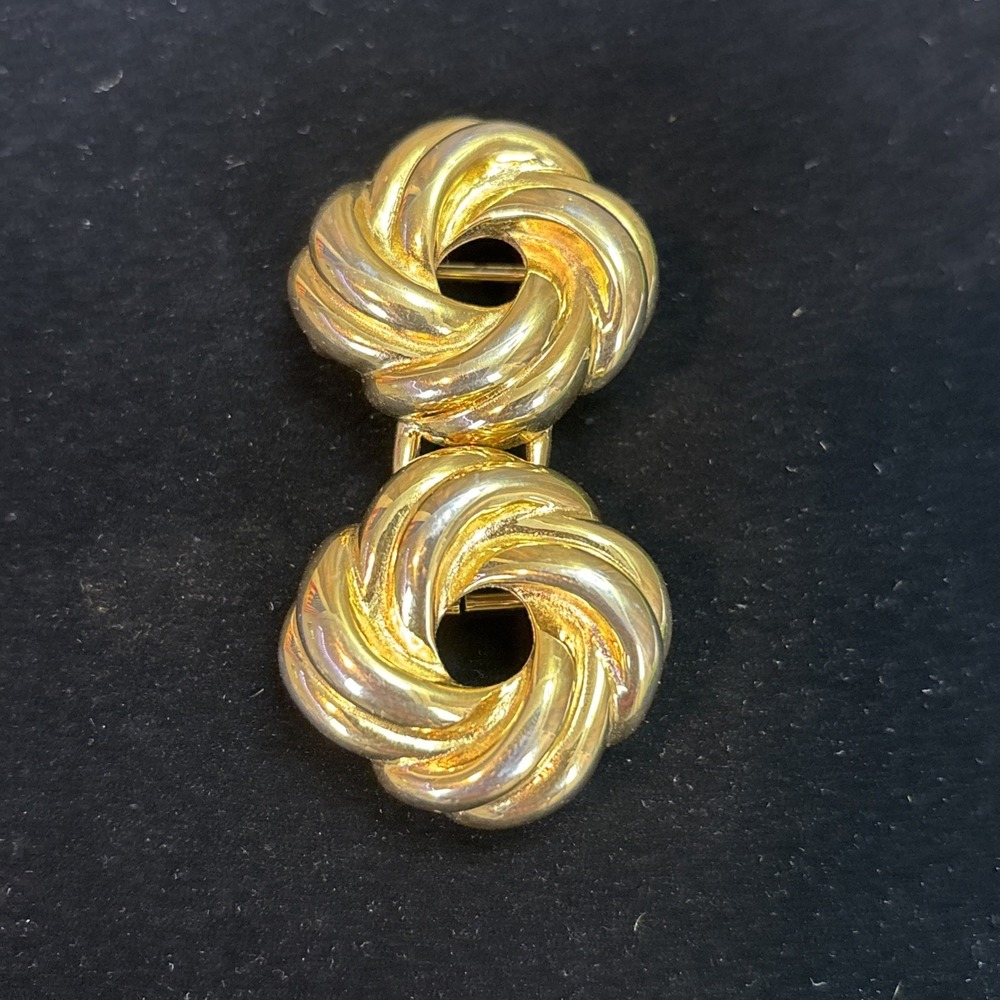 Vintage Dottie‎ Smith Gold Tone Love Knot Belt Buckle Double Swirl Signed - Picture 2 of 10